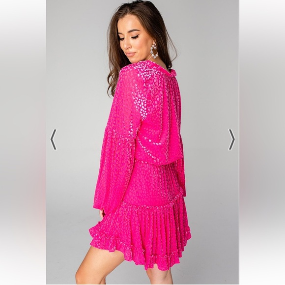 BuddyLove Zozo Mini Dress - Hot Pink Velvet - Picture 3 of 5